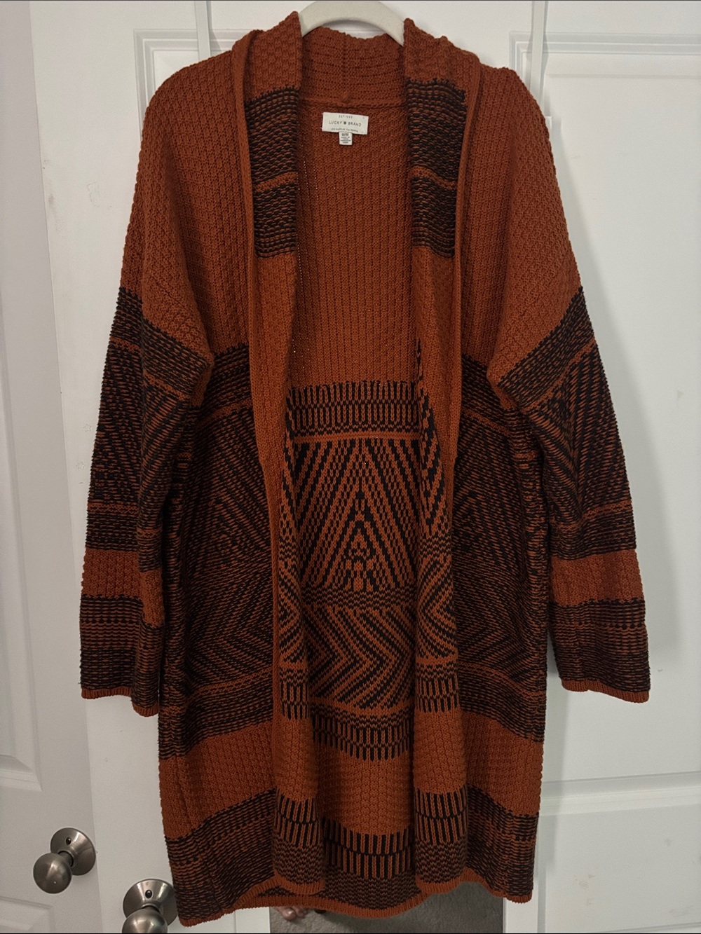 Lucky Brand Rust & Navy Cozy Open Cardigan
